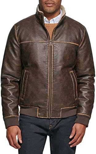 Tommy Hilfiger Men's Faux Leather Bomber Jacket Tommy Hilfiger