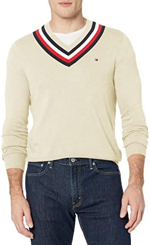 Tommy Hilfiger Men's Stripe V Neck Sweater Tommy Hilfiger