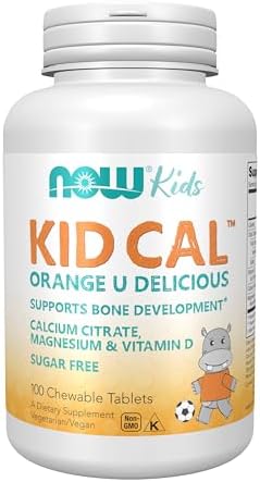 NOW Foods Supplements, Kid Cal with Calcium Citrate, Magnesium and Vitamin D, Tart Orange, 100 Chewables, packaging may vary NOW Foods