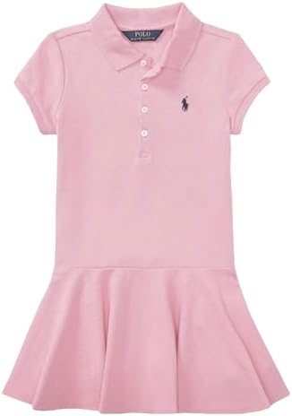 POLO RALPH LAUREN Girls Short Sleeve Mesh Kids Dress Pink Polo Ralph Lauren