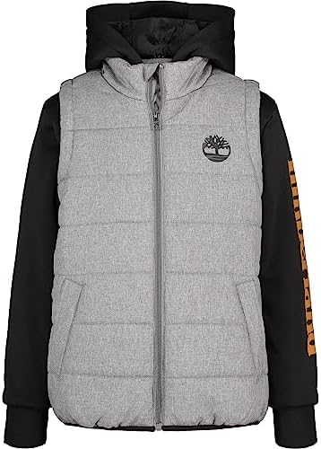 Timberland Boys' Midweight Quilted Fleece Hybrid Jacket Timberland