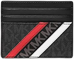 Michael Kors Men`s Cooper Logo Stripe Card Case (Black(36F0LCOD2B)/Crimson, One Size) Michael Kors