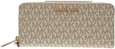 Женский кошелек на молнии из прочного покрытого канваса, ваниль/орех Michael Kors