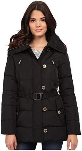 MICHAEL Michael Kors Women's Button Front Belted 3/4 Down w/ Faux Fur Black Outerwear XL Michael Kors