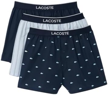 Lacoste Mens 100 Percent Cotton Mini Croc Print Boxers 3 pack Lacoste