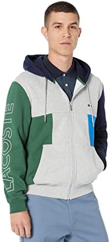 Lacoste Men's Long Sleeve Colorblock Hooded Full Zip Sweatshirt Lacoste