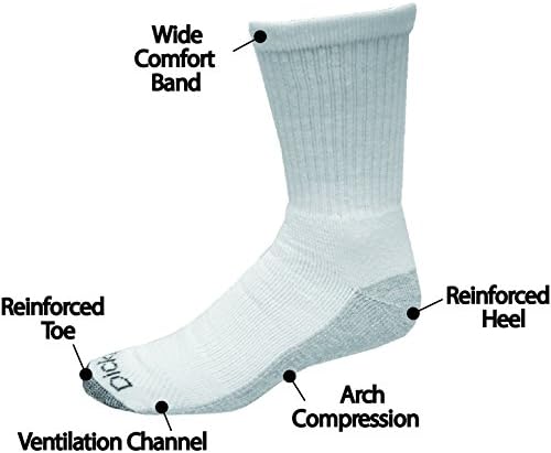 Dickies Men's Dri-tech Moisture Control Crew Socks Multipack, White (12 Pairs), Shoe Size: 6-12 Dickies