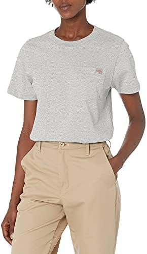 Dickies Women's Short Sleeve Heavyweight Pocket T-Shirt, Heather Gray, Medium Dickies