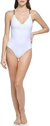 Calvin Klein Women's Standard Tie Back Logo Straps One Piece Swimsuit Calvin Klein