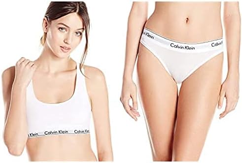 Calvin Klein Women's Modern Cotton Bralette and Bikini Set, White, Small Calvin Klein