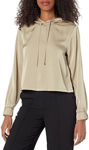 Calvin Klein Women's Everyday Shine Long Sleeve Shiny Crepe Hoodie Calvin Klein