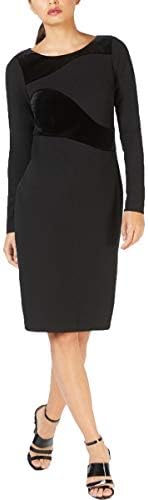 Calvin Klein Women's Long Sleeved Solid Sheath with Velvet Detail Calvin Klein