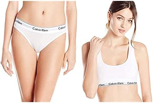 Calvin Klein Women's Modern Cotton Bralette and Bikini Set, White, X-Large Calvin Klein