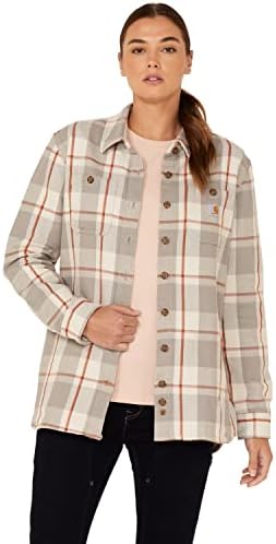 Carhartt Women's Rugged Flex Loose Fit Heavyweight Twill Flannel Long-Sleeve Plaid Shirt Carhartt