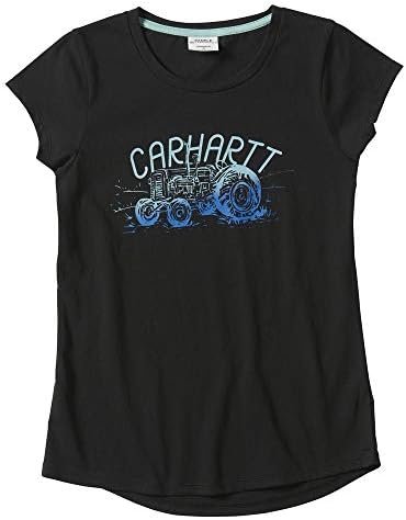 Carhartt Girls' Graphic Short Sleeve Tee T-Shirt, Caviar Black, 4 Carhartt