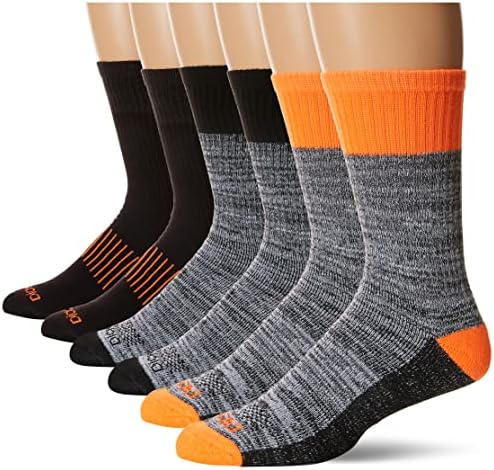 Dickies Men's Dri-Tech Performance Work Crew Socks 6 Pair,Black Asst, Men's 6-12 Shoe Size Dickies