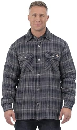 Dickies Men's High Pile Fleece Lined Flannel Shirt Jacket with Hydroshield Dickies