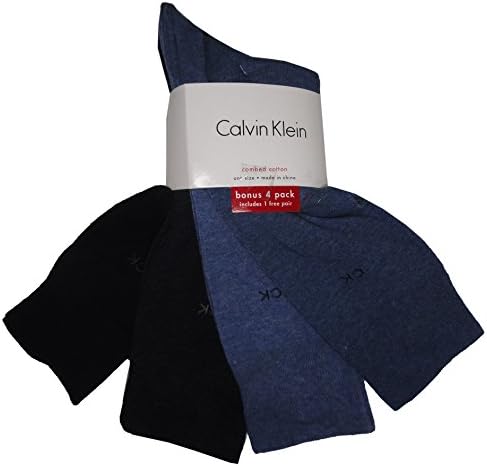 Calvin Klein Men's Knit Crew Socks - 4 Pack, Assorted Blues, Large Calvin Klein