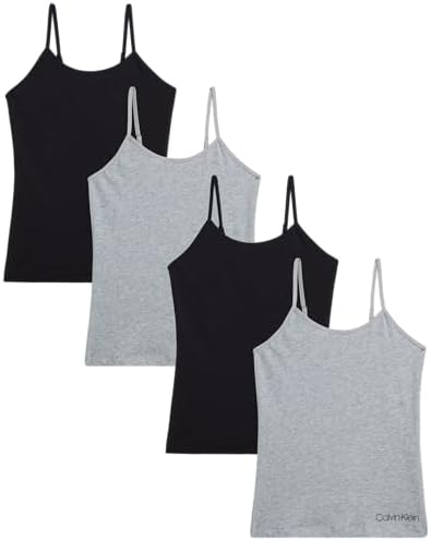 Calvin Klein Girls' Undershirt - Stretch Cotton Cami - Camisol Tank Top (4 Pack, S-XL) Calvin Klein