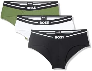 BOSS Men's 3-Pack Bold Logo Hipster Briefs BOSS