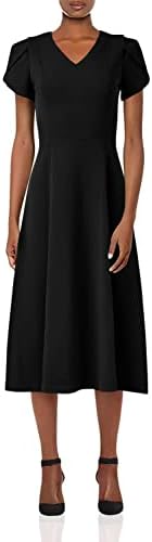 Calvin Klein Women's Tulip Sleeve A-line Midi Dress Calvin Klein