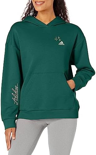 adidas Women's Varsity Scribble Embroidery Fleece Hoodie Adidas