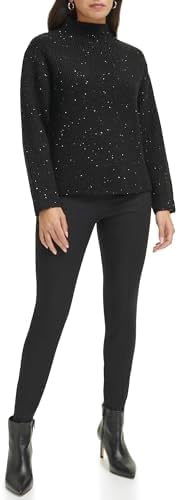 Calvin Klein Women's Sequin Mock Neck Long Sleeve Sweater Calvin Klein