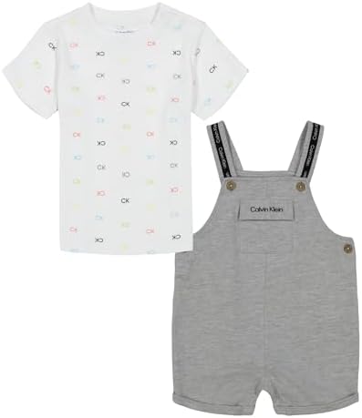 Calvin Klein baby-boys 2 Piece Shortall Set Calvin Klein