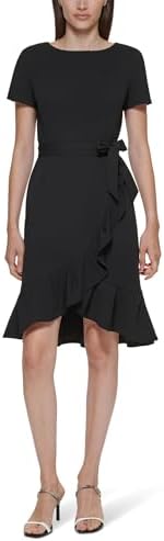 Calvin Klein Women's Ruffle Hem Belted Tier Dress Calvin Klein