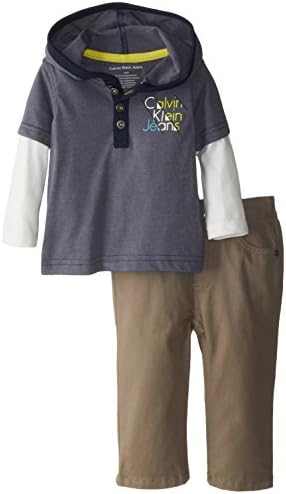 Calvin Klein Baby-Boys Newborn Gray Hoody Tee with Pants Calvin Klein