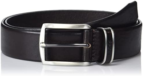 BOSS Men's Brushed Metal Buckle Leather Belt BOSS