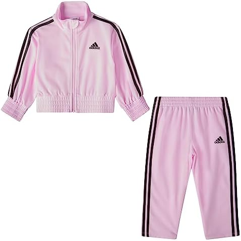 adidas baby-girls Zip Front Colorblock Tricot Jacket and Track Pants Set Adidas