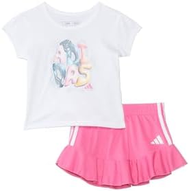 adidas baby-girls Pleated Ss Tee Ruffle Skort Set(infant) Adidas