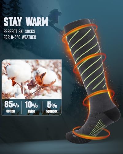 Ski Socks for Men Women, 2/3 Pairs Warm Snowboard Socks Compression Winter Socks Durable Over The Calf Socks Rioroo