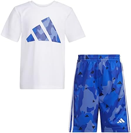 adidas Boys Short Sleeve T-shirt and Poly Shorts 2-piece Set Adidas