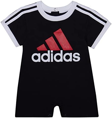 adidas baby-boys Short Sleeve 3- Stripe Shortie Romper Adidas