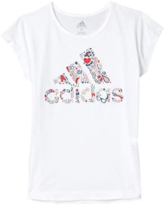 adidas Kids Girl's Slit Tee (Big Kids) White/Red LG (14 Big Kids) Adidas