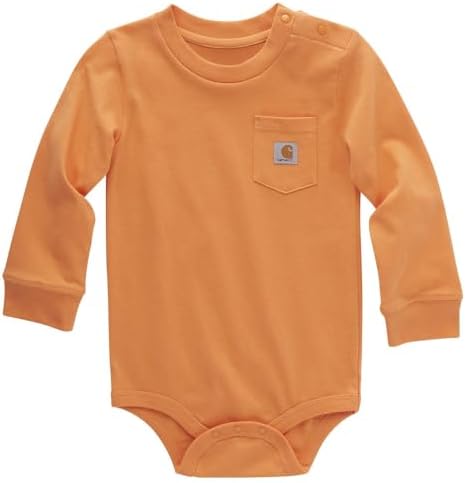 Carhartt Kid's CA5001 Long-Sleeve Pocket Bodysuit - 9 Months - Tangerine Carhartt