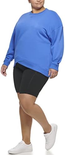 Calvin Klein Performance Women's Plus Size Active Chevron Hem Drop Shoulder Pullover, Blue Wave, 1X Calvin Klein