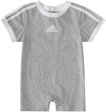 adidas baby-boys Short Sleeve 3-stripe Shortie RomperRompers Adidas