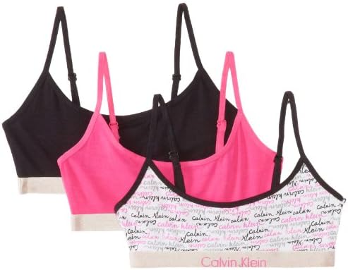 Calvin Klein Big Girls' Ck 3 Pack Fashion Crop Bras Calvin Klein