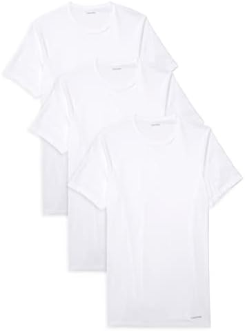 Calvin Klein Men`s Cotton Slim Fit Crew Neck T-Shirt, 3 Pack (White(U4001-100)/White/White, Large) Calvin Klein