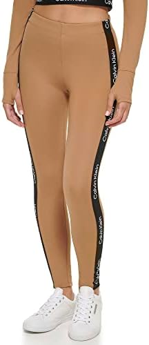 Calvin Klein Performance Women's High Waisted Logo Leggings, Teak, Small Calvin Klein Performance