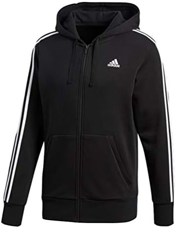 adidas mens Essentials 3-Stripes Pullover Hoodie Black/White2 X-Large Adidas