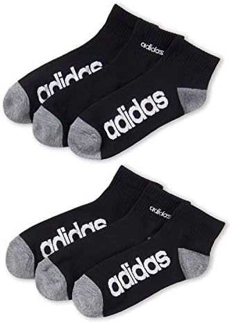 Adidas Men's 3-Pack Climalite Moisture Wicking Quarter Performance Socks (Shoe Size 6-12) BLACK Adidas