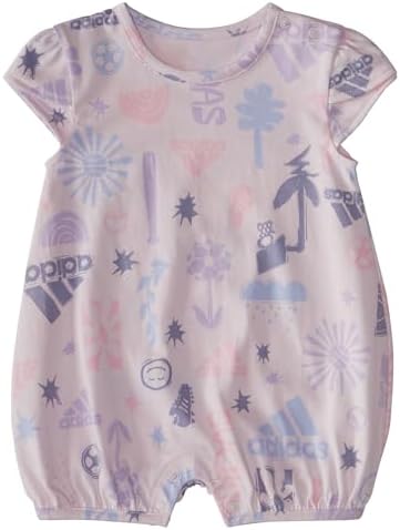 adidas girls Short Sleeve Printed Shortie Romper Adidas