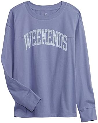 GAP Girls' Long-Sleeve Graphic Tee T-Shirt with Dropped Shoulder Gap