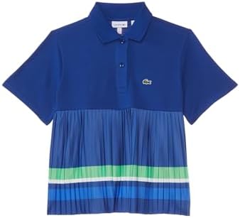 Lacoste Girl's Short Sleeve Pleated Color Blocked Polo Dress, Captain/Multico, 4Yr Lacoste