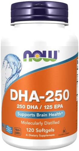 DHA-250 50% DHA, 120 мягких капсул, по 2 капсулы за раз NOW Foods