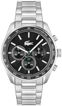 Lacoste Boston Men's Chronograph Watch, Stainless Steel Wristwatch, Water Resistant up to 5 ATM/50 Meters, Classic Watch for Men, 42mm Lacoste